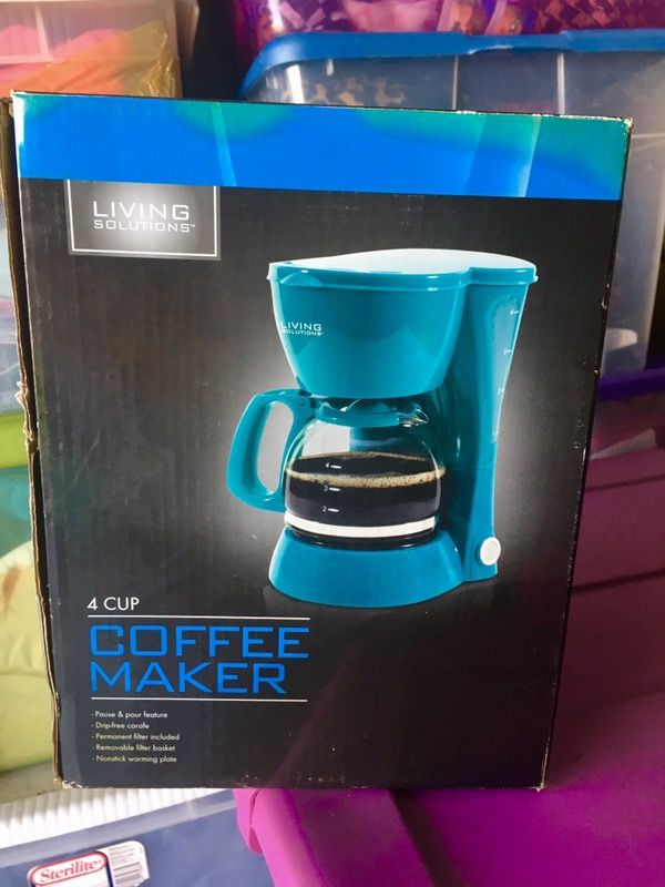 Living Solutions 4-cup coffee maker, brand new in box. Priority Pick Up