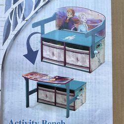 Frozen Activity Bench/ 2-in-1 Style/ Toy Storage / Kids Desk