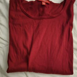 Woman red long sleeve pajama top size (L)