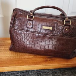 Brown Duffel Bag "Etiennne Aigner"lg Reptile Embossed  shawl/scarf "FREE" WITH PURCHASE OF BAG