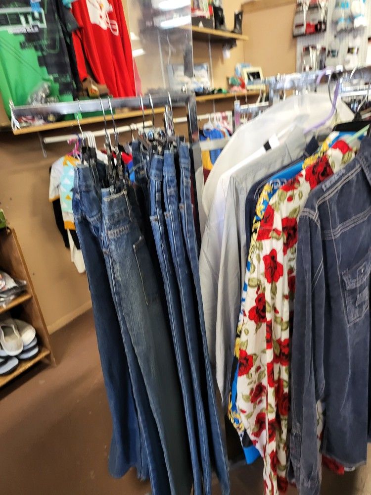 Men's sweatpants $15 men's jeans $20 $25 mins long sleep shirts $10 $15