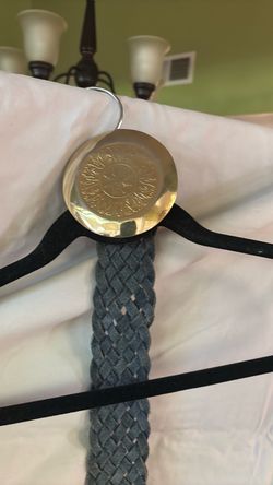 Gray Braided Belt with Gold Buckle