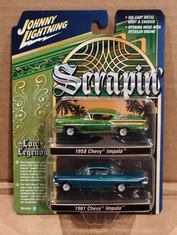 Johnny Lightning Scrapin' Low Legends 1958 & 1961 Chevy Impala 2-Pack