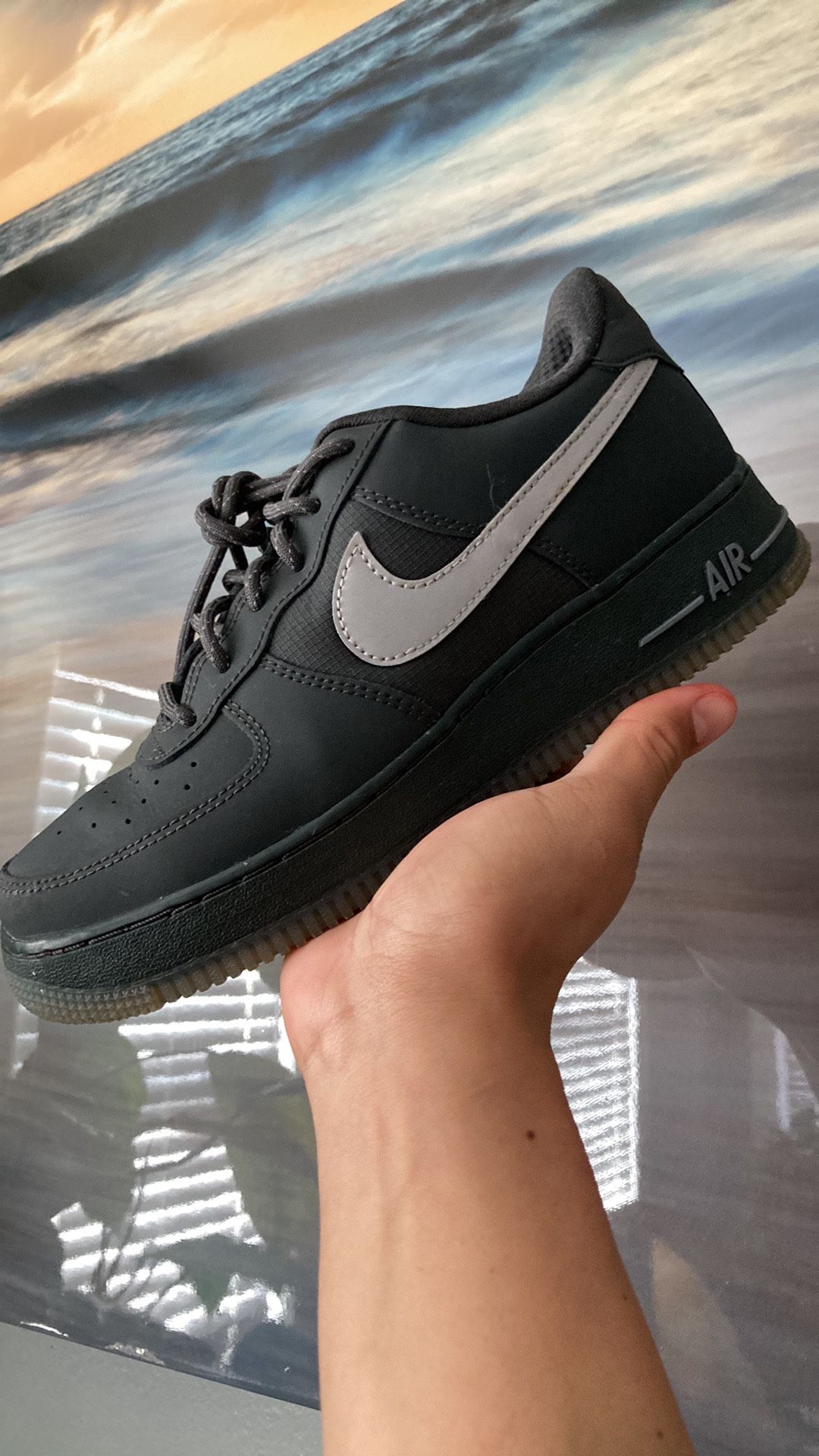 Nike Air Force Black Reflective 1 GS