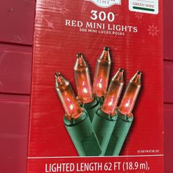 300 Red Mini Incandescent Indoor-Outdoor Christmas Lights New 