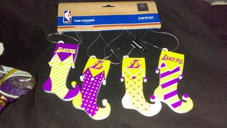 4 pack Lakers stocking ornaments