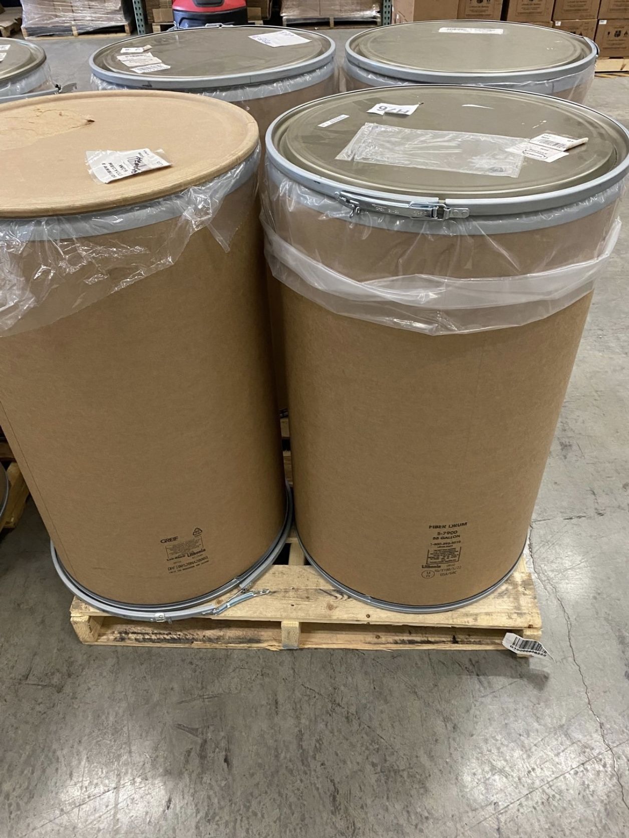 55 Gallon w/Plastic Cover, Greif Lok-Rim® Fiber Drums