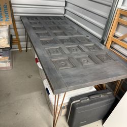 Old Door With glass top Dining Table