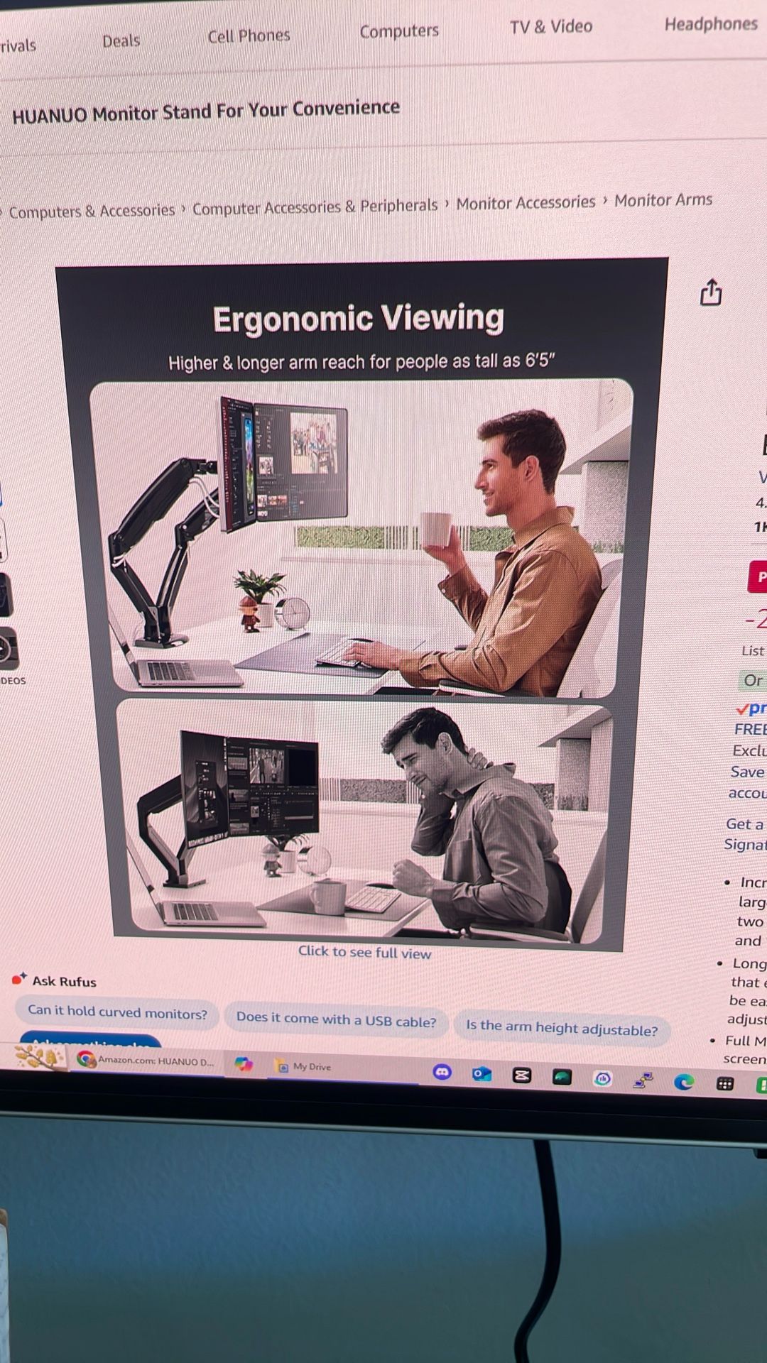 Huanuo Dual Monitor Stand Used