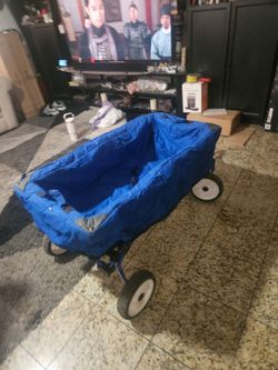 Heavy duty blue collapsible folding utility wagon