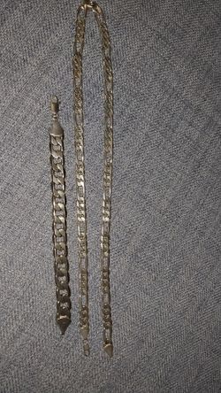 Gold plated stamped 14k necklace and bracelet