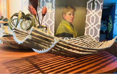 Silver Metal Faux Bamboo Decorative Bowl