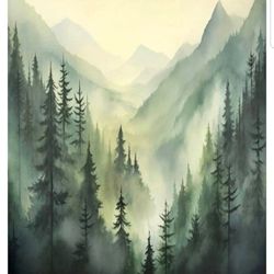 Watercolour Forest Dishwasher Magnet Cover , 23 x 26 Inch