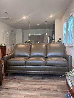 Brown Faux Leather Sofa and Recliner Set