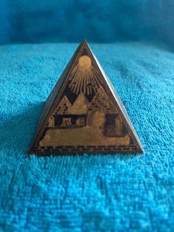 Egyptian Pyramid Box Gold Etched Pharaoh Decor