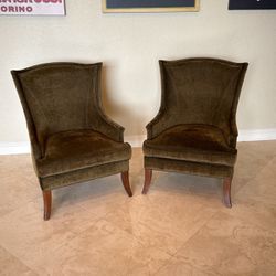 Two Wingback Fabric Chairs