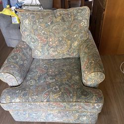 Blue floral swivel chair