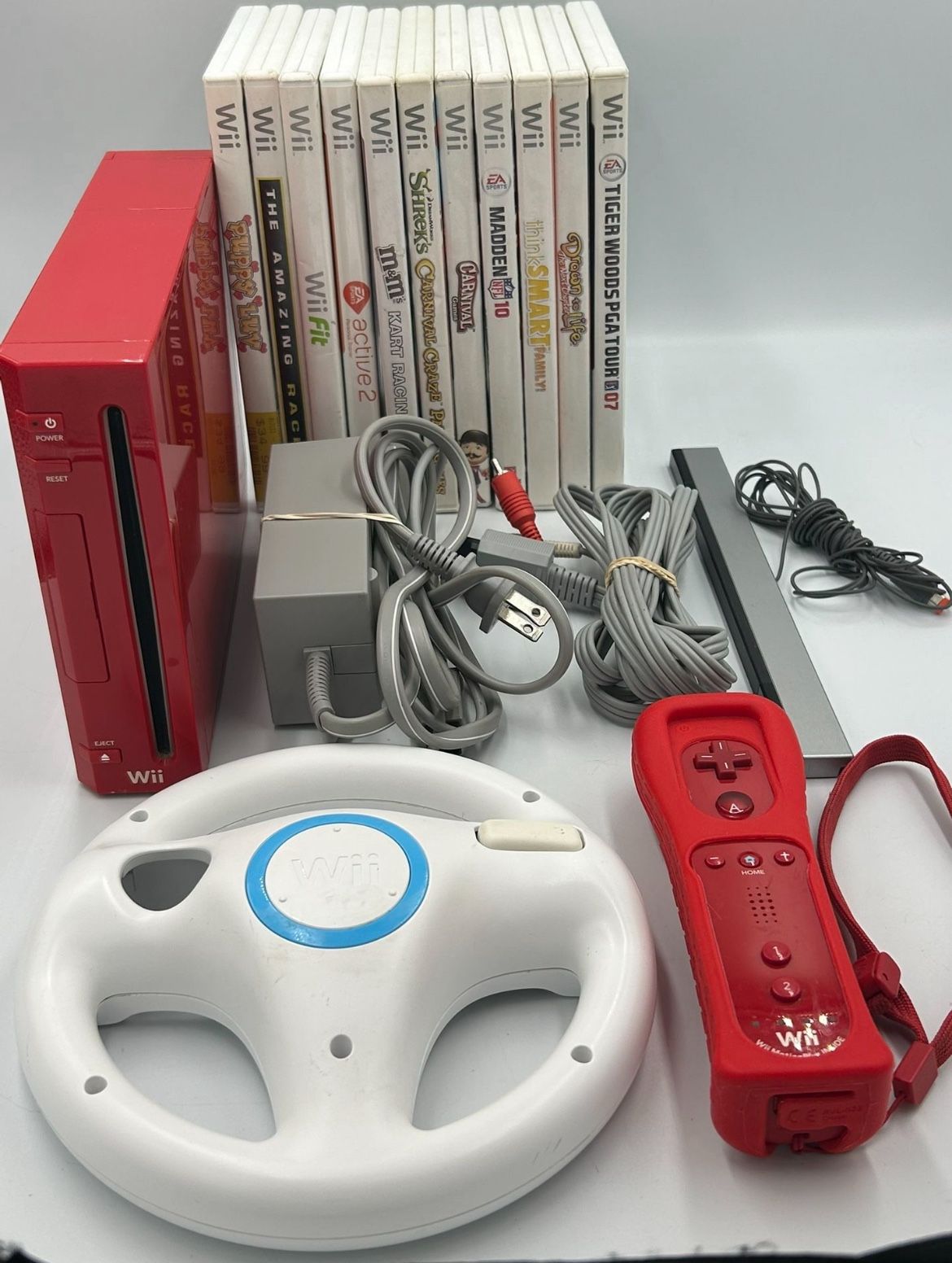 Nintendo Wii System Console RVL-001 With Cables, 11 Games And Accessory - Works