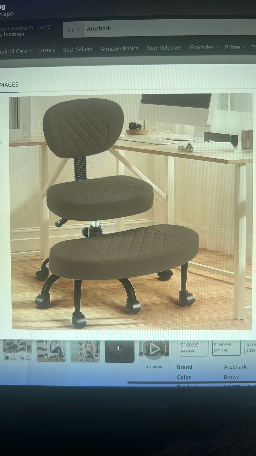 NEW Cross Legged Office Chair. w/Wheels, Wide Criss Cross Kneeling Home Office Desk Chairs w/Back Support, Ergonomic Adjustable Height Stool