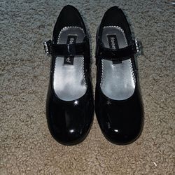 Rachel Shoes Girls Black Patent Mary Jane Heels Size 2 Dress Shoes