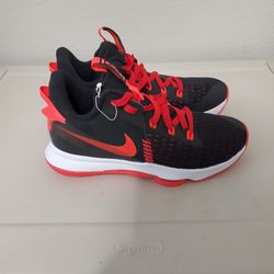 Nike LeBron Witness 5 Black Red Basketball Shoes CQ9380-005 Men's Size 9.5

