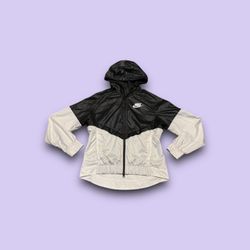 Nike sportswear full zip windbreaker jacket black & white men’s small 