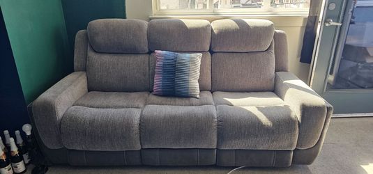 3-Seater Grey Fabric Recliner Sofa
