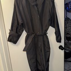 Vintage 1970s/80s Gucci Charcoal/White Striped Trench Coat, Size 40 (women’s)