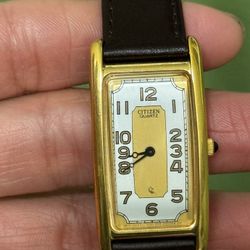 Gold colored Vintage Curved Citizen Watch Unisex