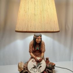 VINTAGE NATIVE AMERICAN GIRL DECORATIVE LAMP.