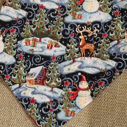 Christmas Reversible Dog Bandanna  Size XL One of a Kind Handmade