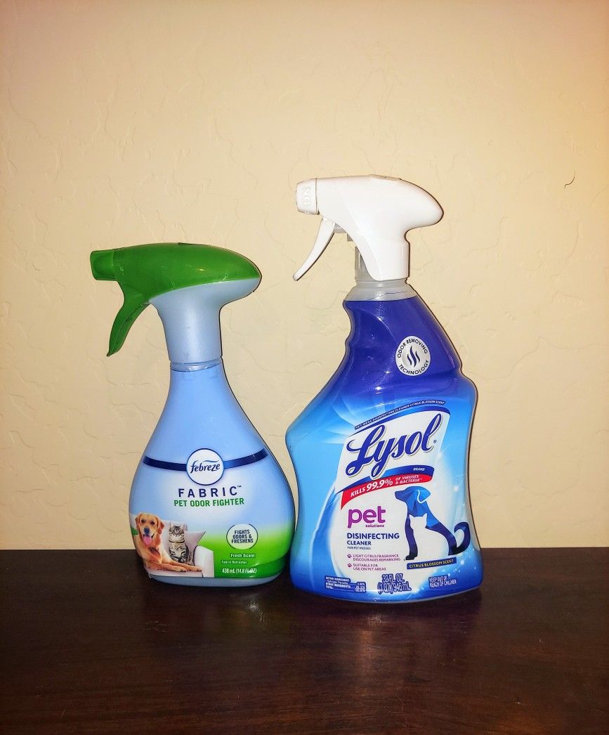 lysol Pet Disinfecting cleaning spray  & Febreze Pet Odor Spray 