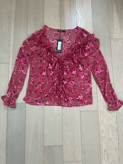 Nasty Gal "Cause a Stir" Floral Ruffle Blouse — NWT