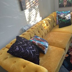 Velvet Chartreuse Couch 