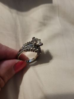 Silver Cocktail Ring with Clear Center Stone