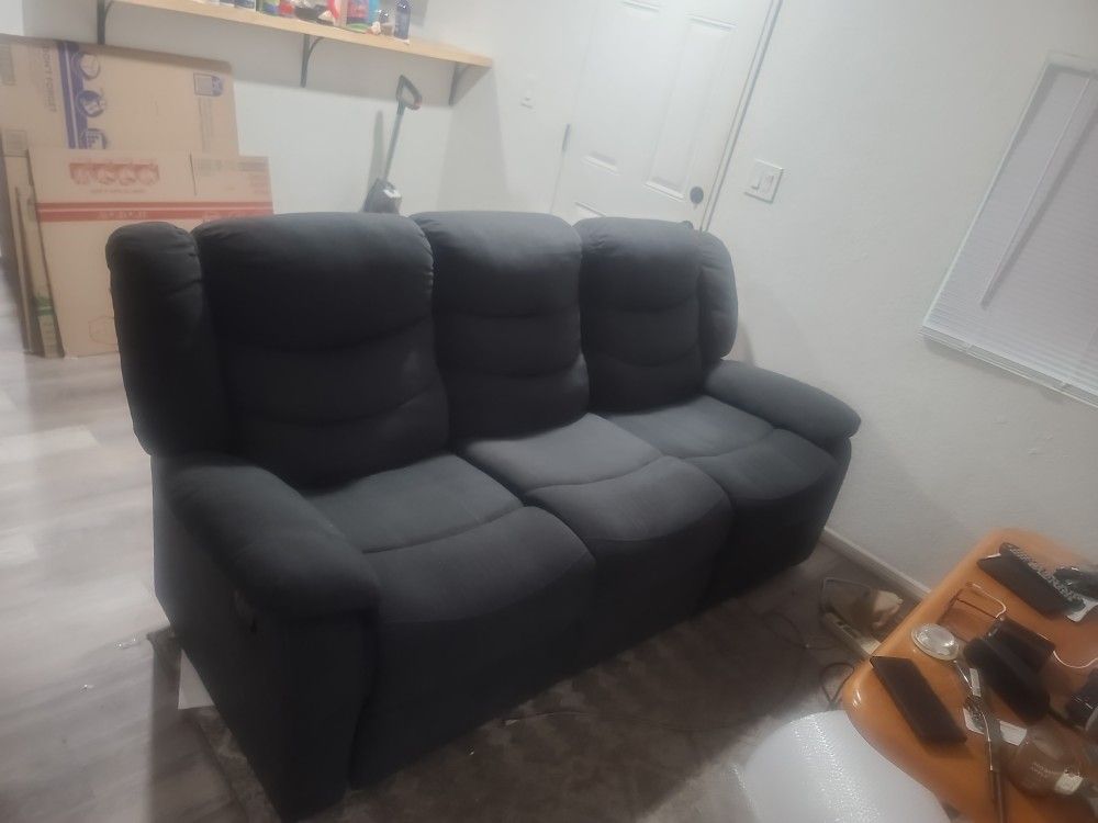 Blue 2 Side Recliner Couch