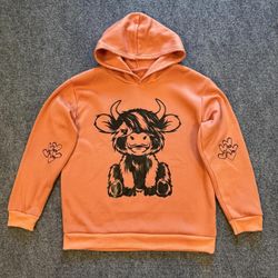 Women’s cow print rust color hoodie size Large