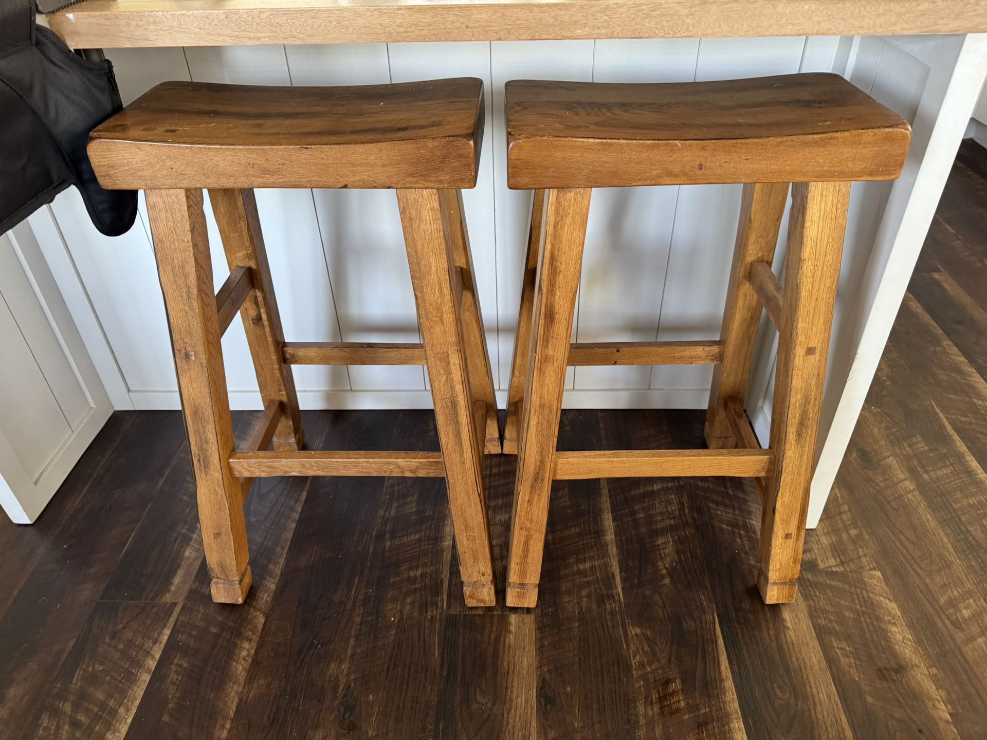 Solid Maple Wood Bar Stools - Qty 2