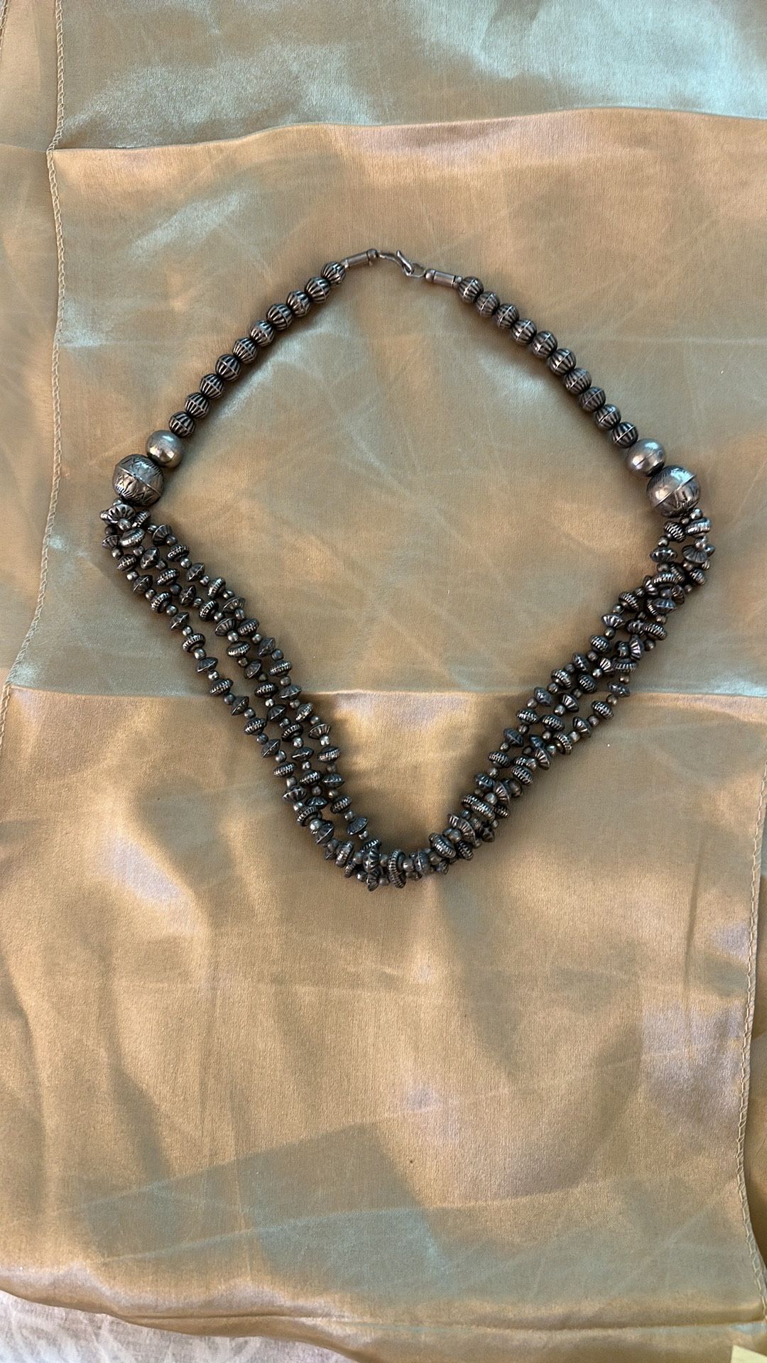 Silver Beaded Necklace, Vintage