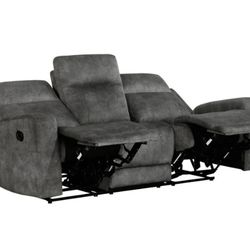 Emma Grey 80" Microfiber Manual Reclining Fabric Sofa