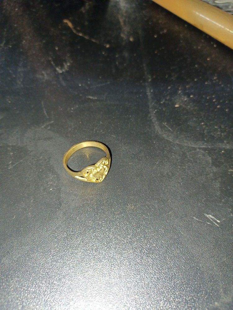 Heart Shape Gold Ring Size 7