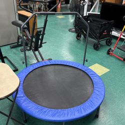 Exercise Trampoline W/Bar To Hang On To