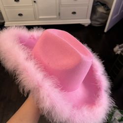 Pink Fluffy Cowgirl Hat