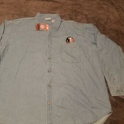 ProEdge FSU Florida State Seminoles Denim Shirt Long Sleeve Size XL