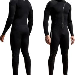 XUKER Wetsuit Neoprene Front Zip Full Body Long Sleeve Size Medium BLACK New