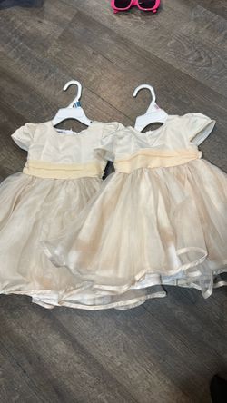 Macy’s baby girl beige dresses - 24 months and 6/9 months