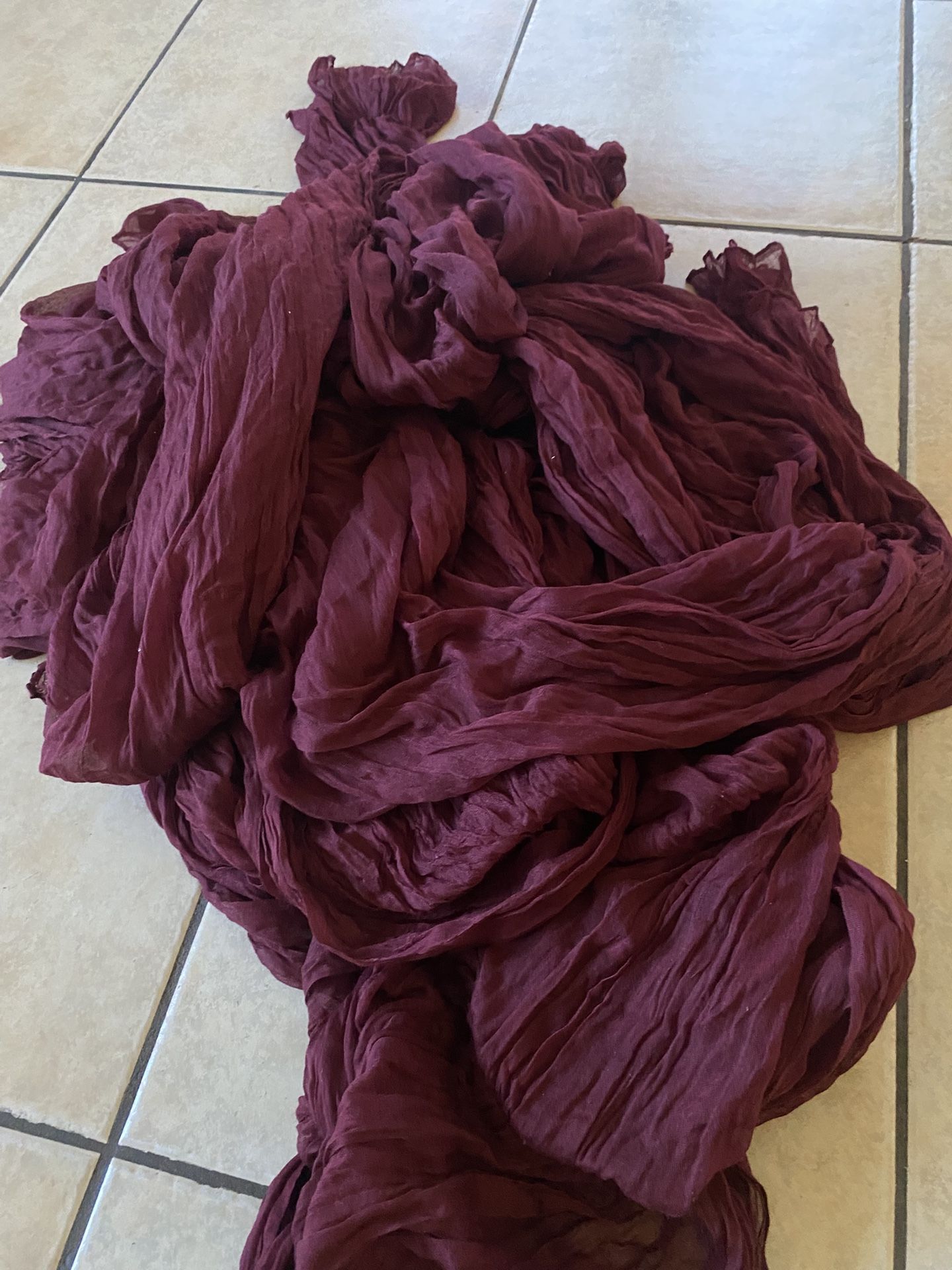 5 Burgundy cheesecloth table runner