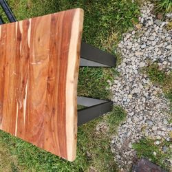 Raw Edge Brownstone 24" Wide Black and Wood End Table