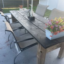 Exterior Table With 4 Chairs, 2 Side Tables And Swing Double Chair