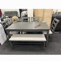 Solid Wood Dining Table Set With Chairs And Bench 60x36x30 